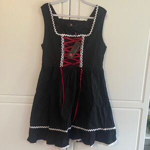 Black Dress with Red Ribbon Corset Detail